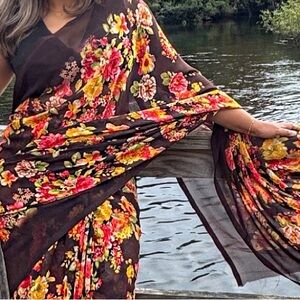 Floral Sari with Vibrant Colors